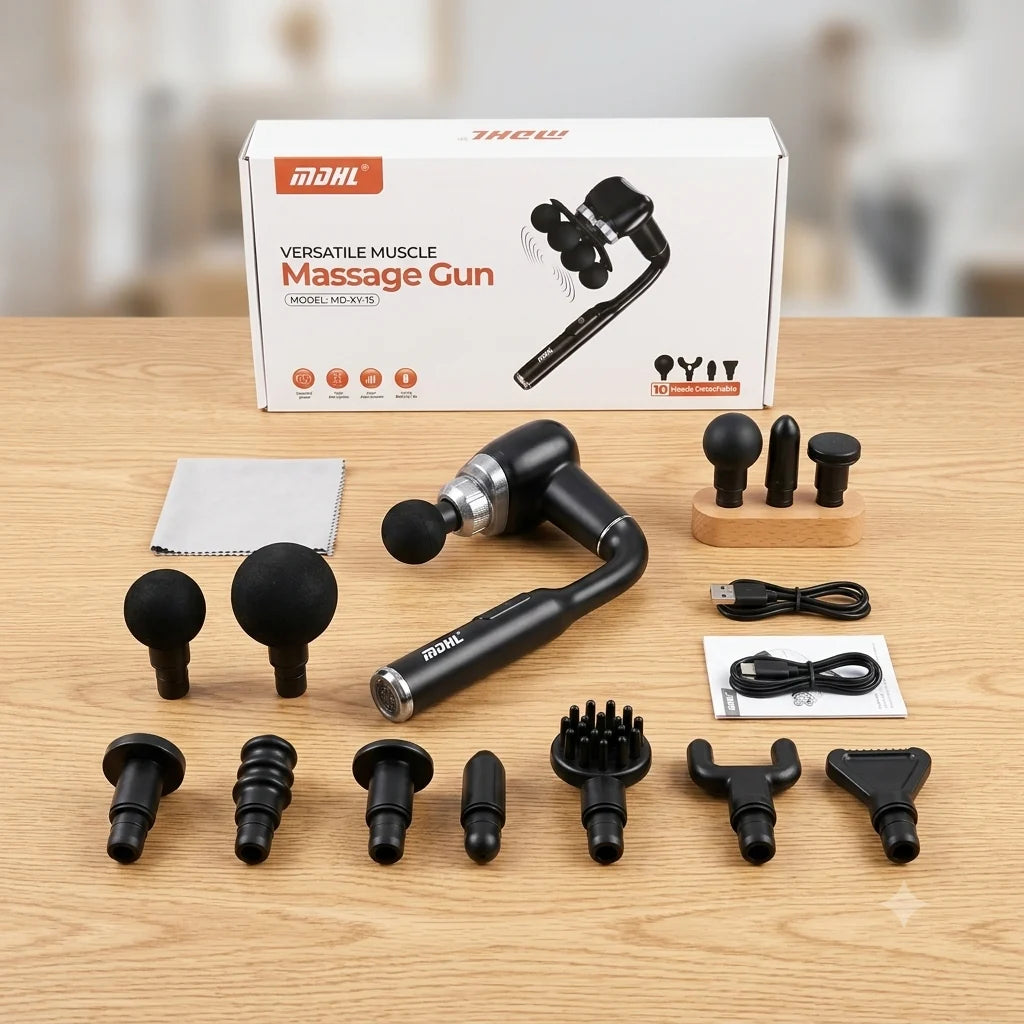 MDHL MD-XY-1S Versatile Muscle Massage Gun – Deep Tissue Percussion Massager with 10 Heads