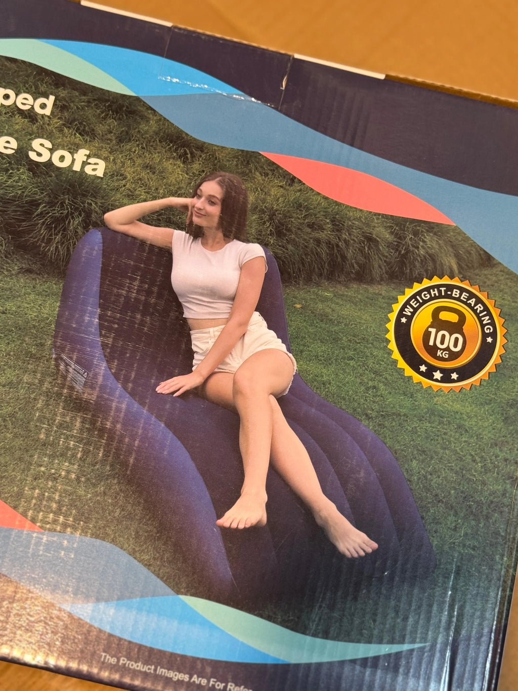 S-Shaped Inflatable Sofa Chair – Air Lounge Recliner with Armrests, Portable Blow-Up Seat