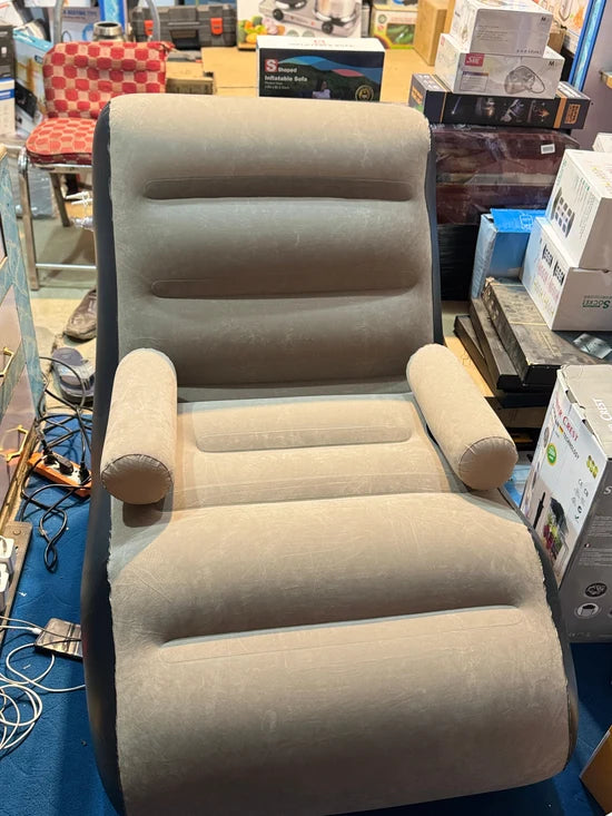 S-Shaped Inflatable Sofa Chair – Air Lounge Recliner with Armrests, Portable Blow-Up Seat
