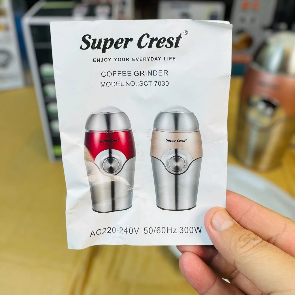 Super Crest Coffee Grinder SCT-7030 – Electric Stainless Steel Grinder, 300W